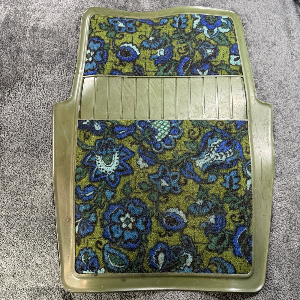 Vintage Rubbermaid Automobile Floor Mats Set 2 Floral Paisley Retro 70s Floral